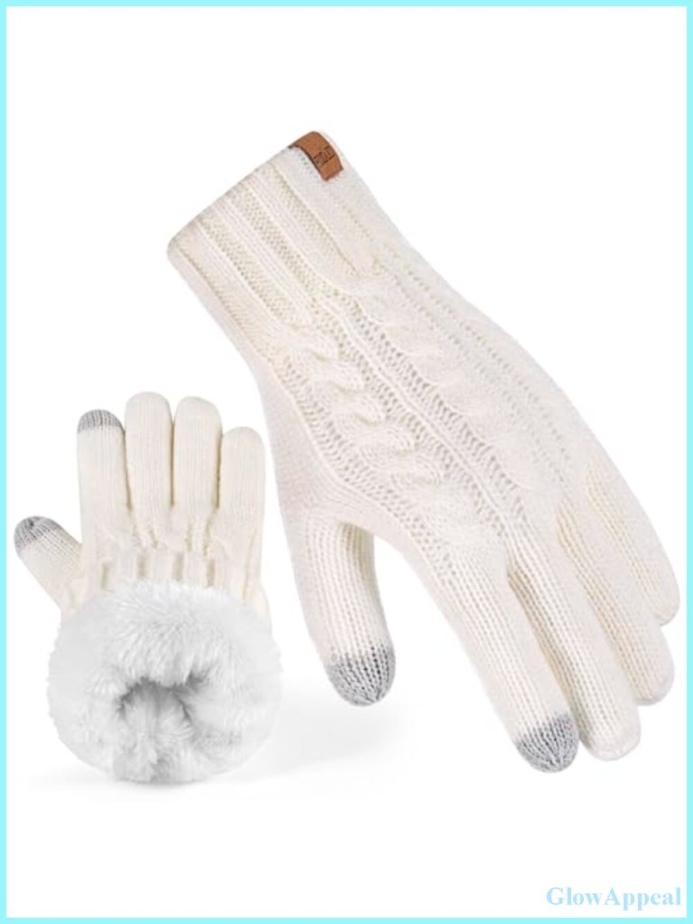 Women's Thermal Lined Chunky Cable Knit Gloves, Winter Warm, Machine Washable